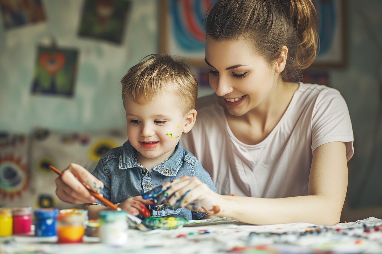 Free ai generated mother son illustration